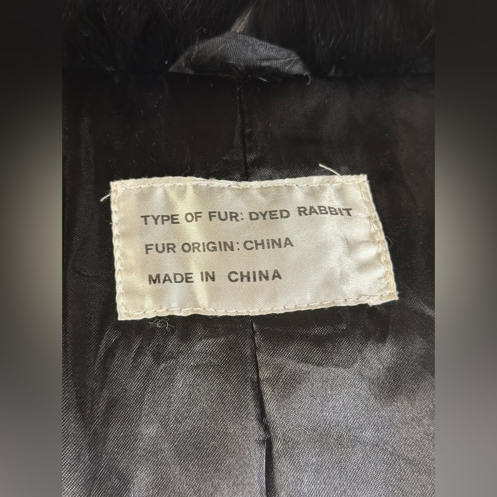 Dyed Black Rabbit Fur Jacket - Picture 5 of 9